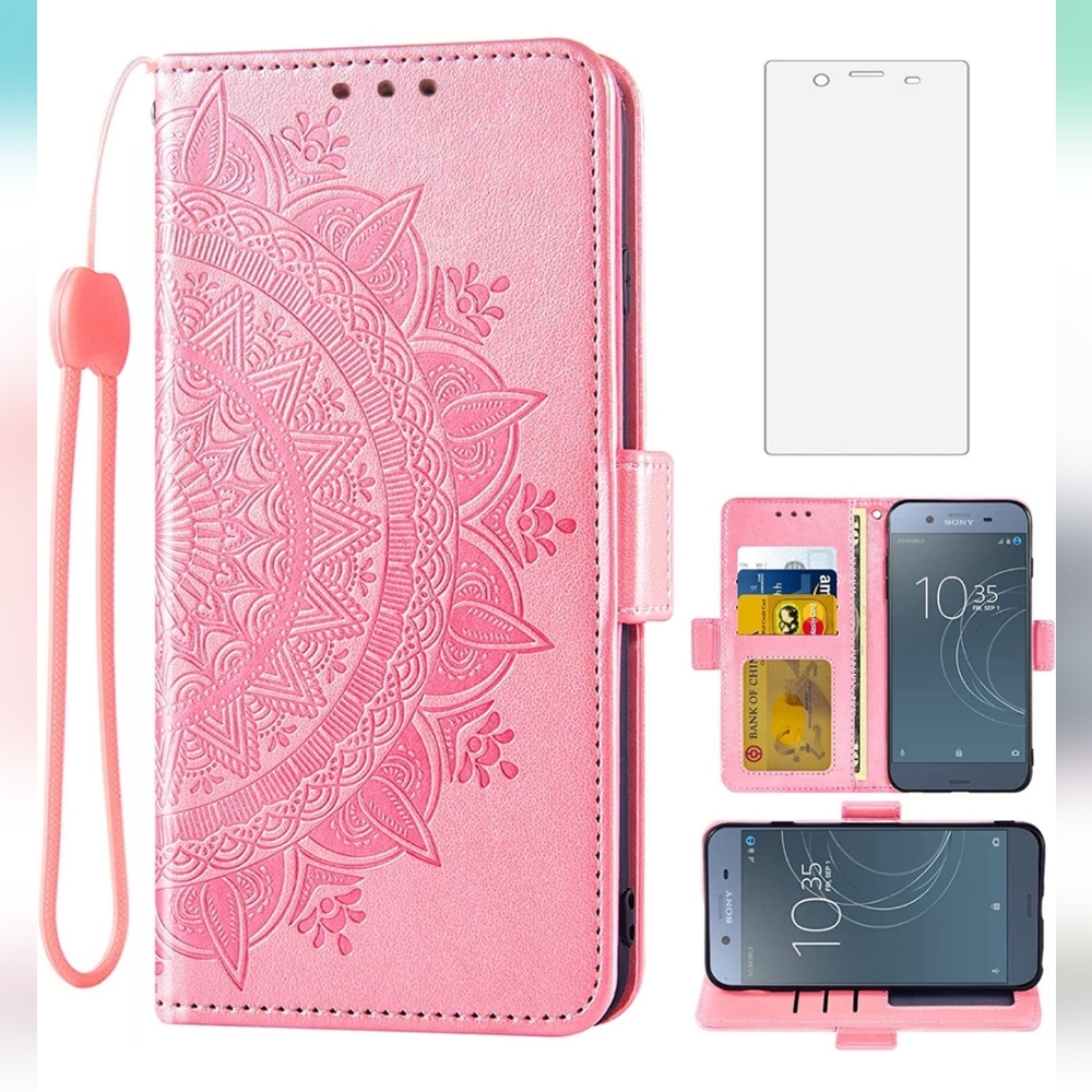 Sony Xperia XZ1 Wallet Case and Tempered Glass Screen Protector